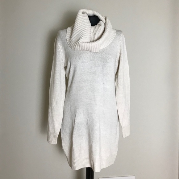 cream turtleneck sweater dress